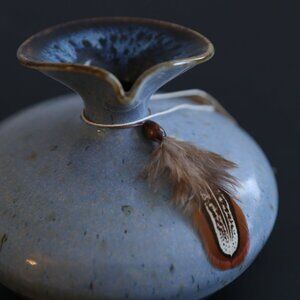 Feather River Pottery Ceramic Oil Candle Vase - Rare Vintage Piece
